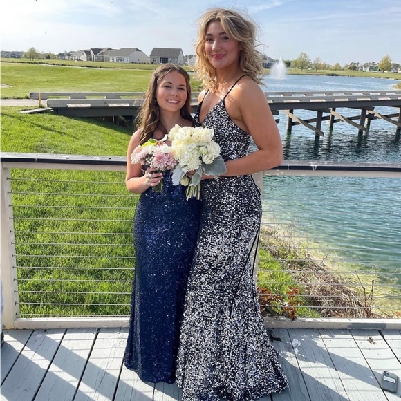 Ellie Wilde Black Sparkle Prom Dress - Picture 3 of 5